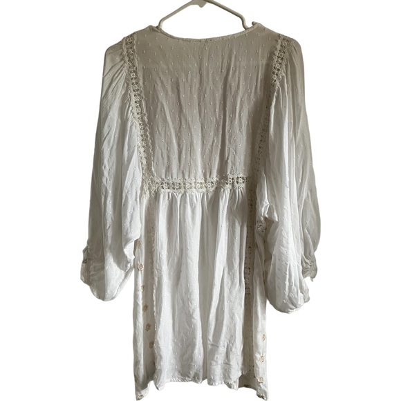 *FLAWED* Free People Charlotte Tunic in Ivory Size Large Bohemian - Picture 3 of 8